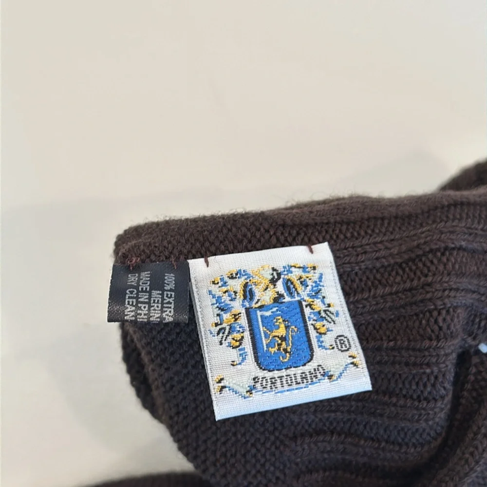 New PORTOLANO 100% Italian Merino Wool Gloves. One Size. Brown.